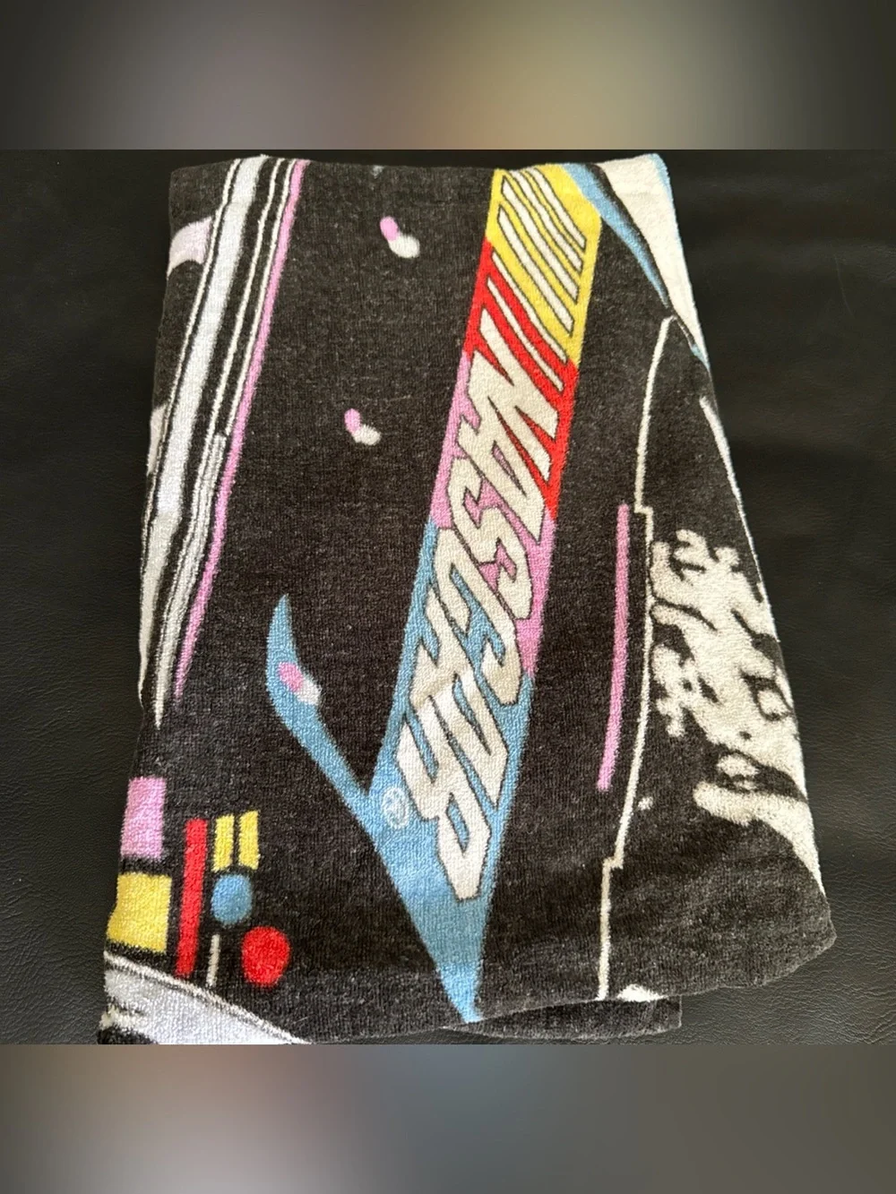 Vintage NASCAR Lightening Supercharged beach towel 07 Jay Franco Blue 90s